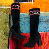 Stivale alto con tacco,elasticizzato,nero,N.41