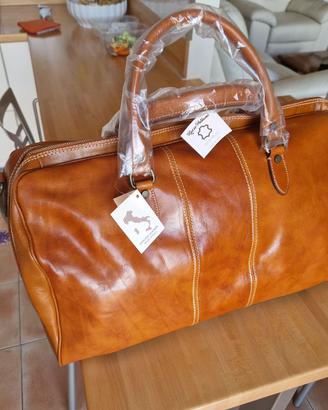 BORSONE BORSA VERA PELLE DA VIAGGIO NUOVO ITALIANO