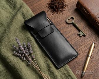 Astuccio multifunzione in vera pelle nero