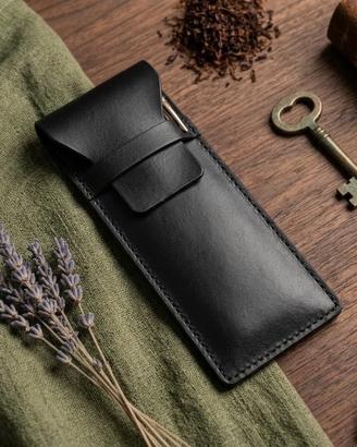 Astuccio multifunzione in vera pelle nero