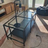 Coppia di tavolini in vetro +Lampada