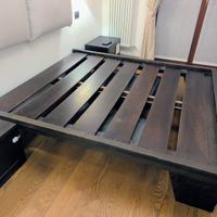 Letto Matrimoniale Frassino Noce Scuro