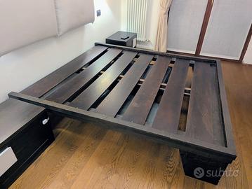 Letto Matrimoniale Frassino Noce Scuro