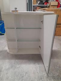 Mobiletto da bagno a 3 ripiani con luce e specchio