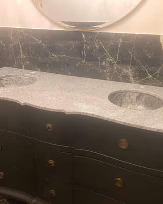 Piano lavabo doppio in pietra/marmo grigio