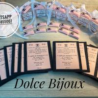 Inviti fatti a mano a tema .chanel. per compleanno