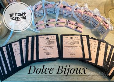 Inviti fatti a mano a tema .chanel. per compleanno