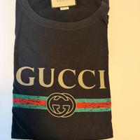 Tshirt Gucci nera uomo con stampa centrale