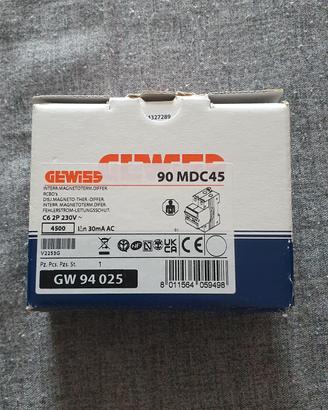 Gewiss magnetotermico differenziale C6 2P