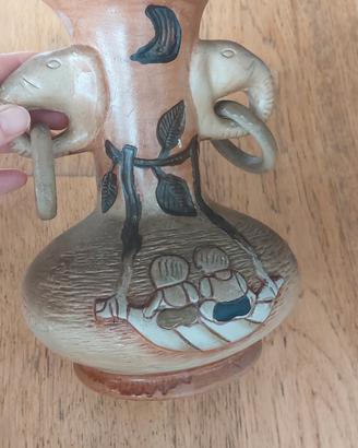 vaso terracotta decorato con 2 manici
