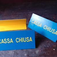 3 TARGHETTE 'CASSA CHIUSA,ALLUMINIO 