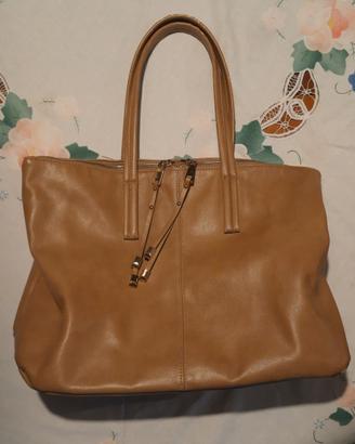 Borsa stile Birkin beige a due manici