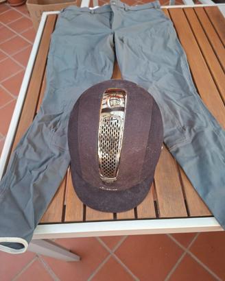 Set Equitazione: Pantaloni Tg 48 + Casco Tg 59