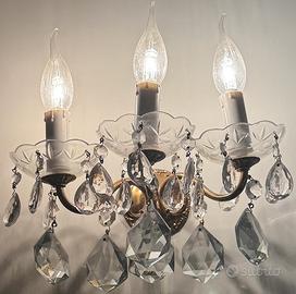 4 applique stile impero oro e vetro cristallo