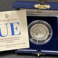 Italia 5000 lire Pres. Italiana UE Argento 1996