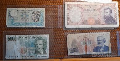 4 banconote in lire italiane 