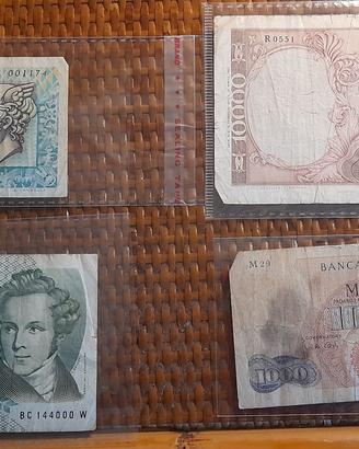 4 banconote in lire italiane 
