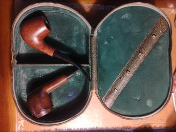 Portapipe in pelle vintage 2 posti