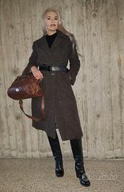 Cappotto pura lana lungo vintage grigio invernale