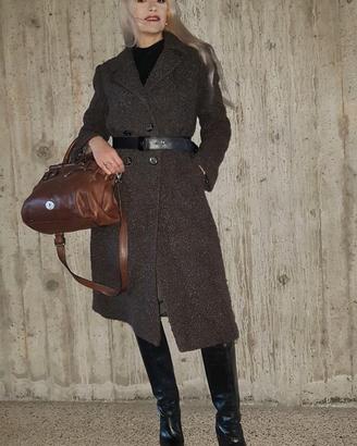 Cappotto pura lana lungo vintage grigio invernale