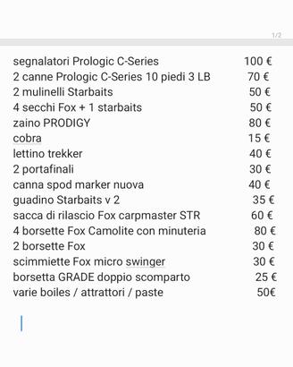 Attrezzatura Carpfishing 