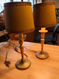 Coppia lampade vintage in ottone con paralume