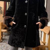 Pelliccia vera teddy montone Volpe nero cappuccio