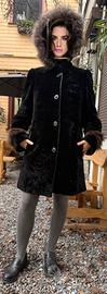 Pelliccia vera teddy montone Volpe nero cappuccio