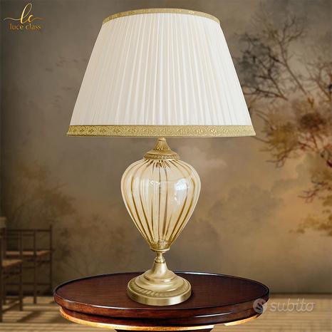 Lampada da tavolo classica vetro Murano ambra