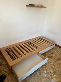 Letto singolo con cassetti contenitori
