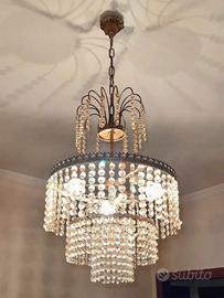 Lampadario vintage cristallo e metallo funzionante