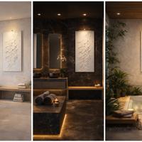 Sayan – Scultura da parete in cemento bianco e oro