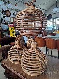 Set bamboo vintage tre lampade