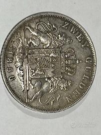 2 Gulden 1856 Maximilian II Baviera Argento Moneta