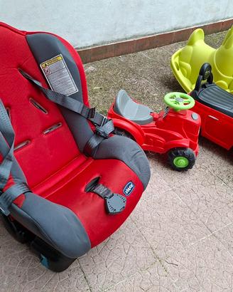 Giochi vari, sggiolino auto, bicicletta, dondolo