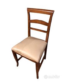 4 sedie in legno imbottitura in finta pelle