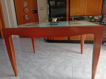 Tavolo allungabile calligaris ciliegio e vetro