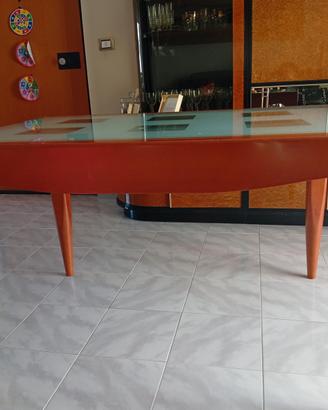 Tavolo allungabile calligaris ciliegio e vetro