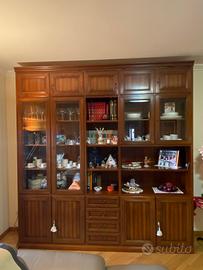 Parete attrezzata legno con vetrina