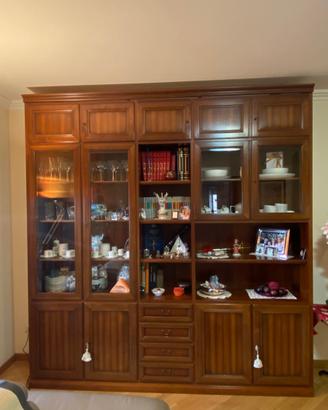 Parete attrezzata legno con vetrina