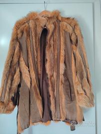 cappotto vintage in camoscio e pelliccia patchwork