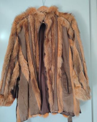 cappotto vintage in camoscio e pelliccia patchwork