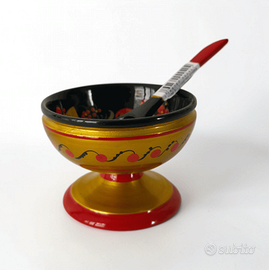 Ciotola in legno Russa Khokhloma con cucchiaio '80