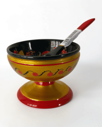 Ciotola in legno Russa Khokhloma con cucchiaio '80