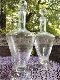 4 Bottiglie Decanter Vintage Vetro Inciso