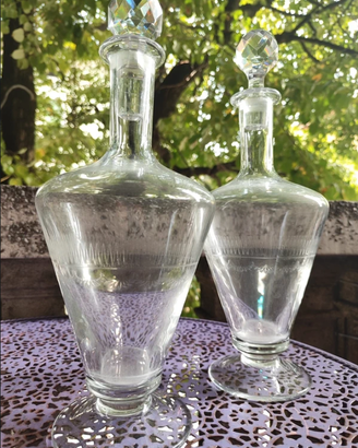 4 Bottiglie Decanter Vintage Vetro Inciso