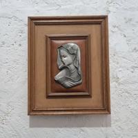 Quadro religioso Bassorilievo Madonna in peltro