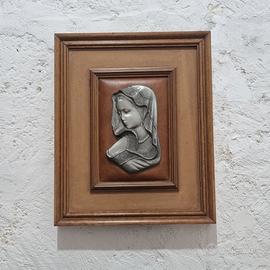 Quadro religioso Bassorilievo Madonna in peltro