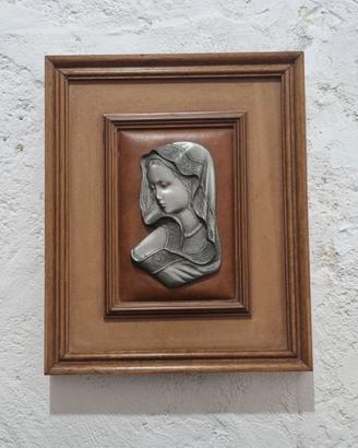Quadro religioso Bassorilievo Madonna in peltro