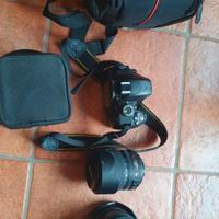 Nikon d3200 ,con 2 obiettivi, cavalletto , filtri